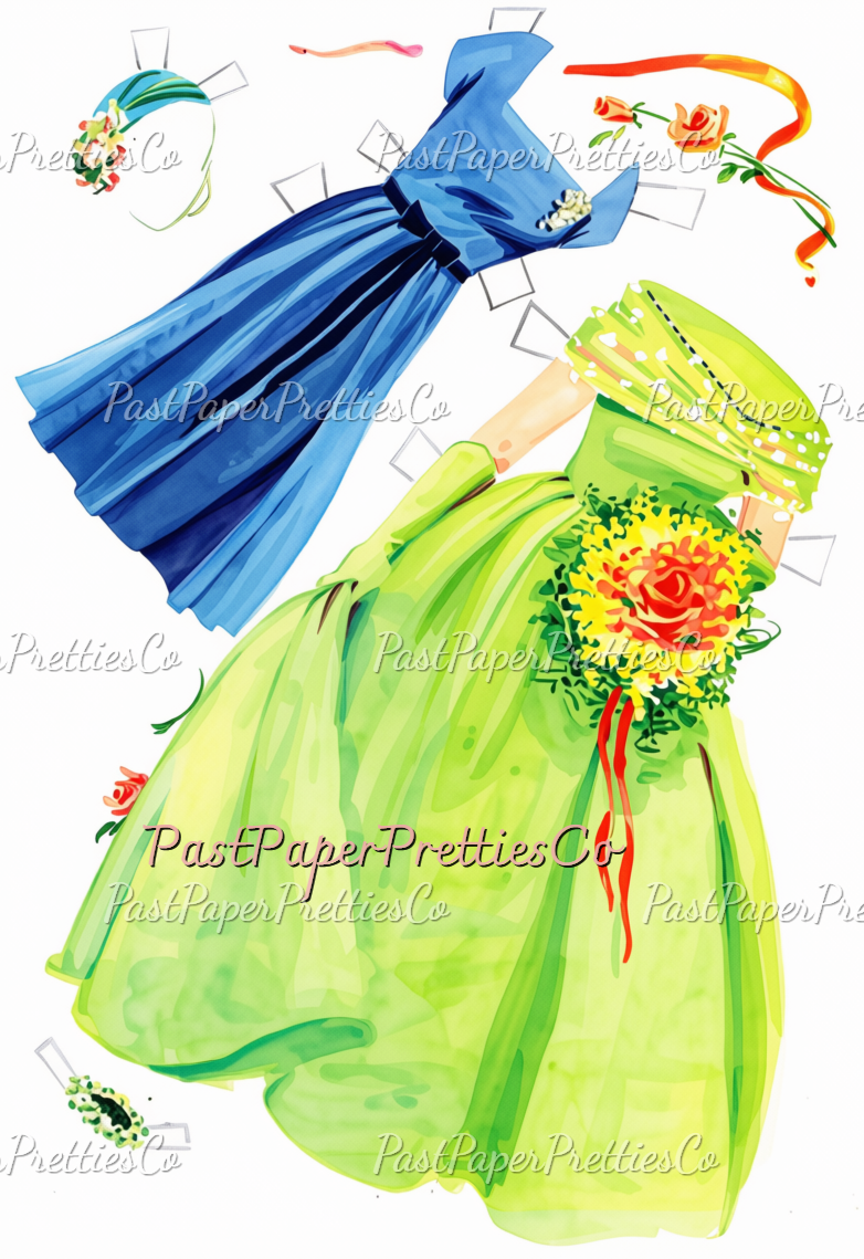 Vintage Wedding Paper Dolls Gorgeous Bridal Clipart 1958 Printable PDF Instant Digital Download Bride Groom Flower Girl Bridesmaid