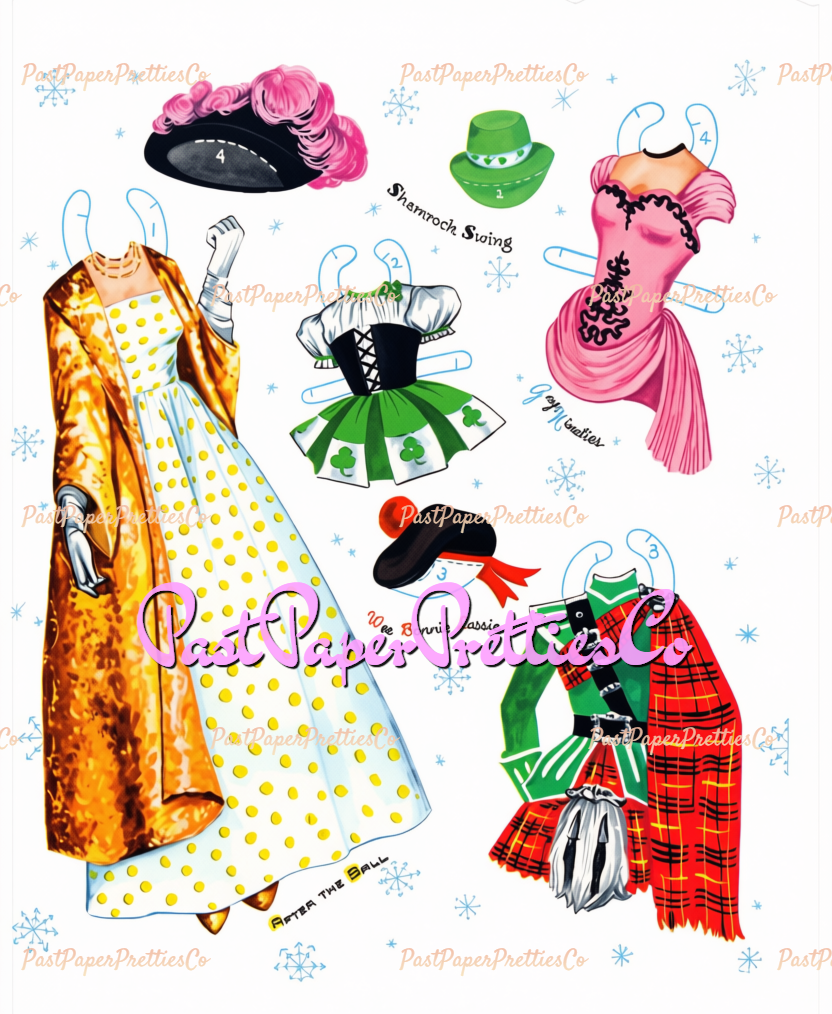 Vintage Paper Dolls Pretty Figure Skaters Ice Festival 1957 Printable PDF Instant Digital Download Figure Skating Clipart