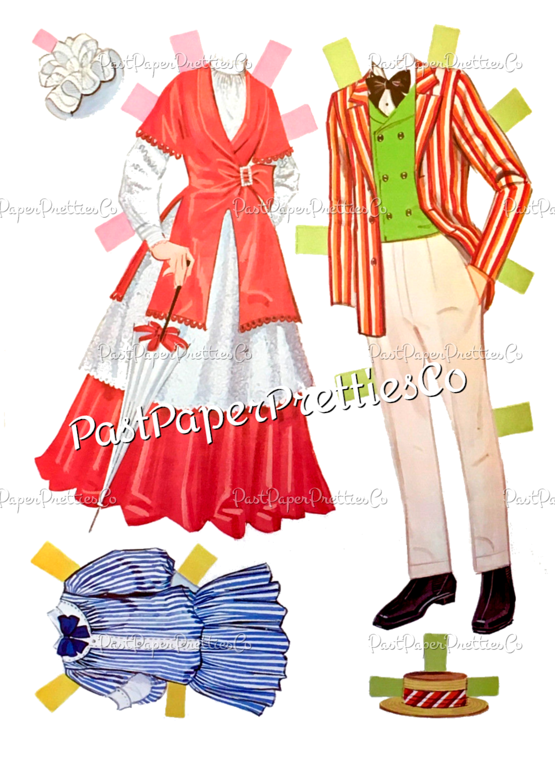 Vintage Paper Dolls Chitty Chitty Bang Bang 1968 PDF Printable Instant Digital Download Dick Van Dike Family Movie Clip Art