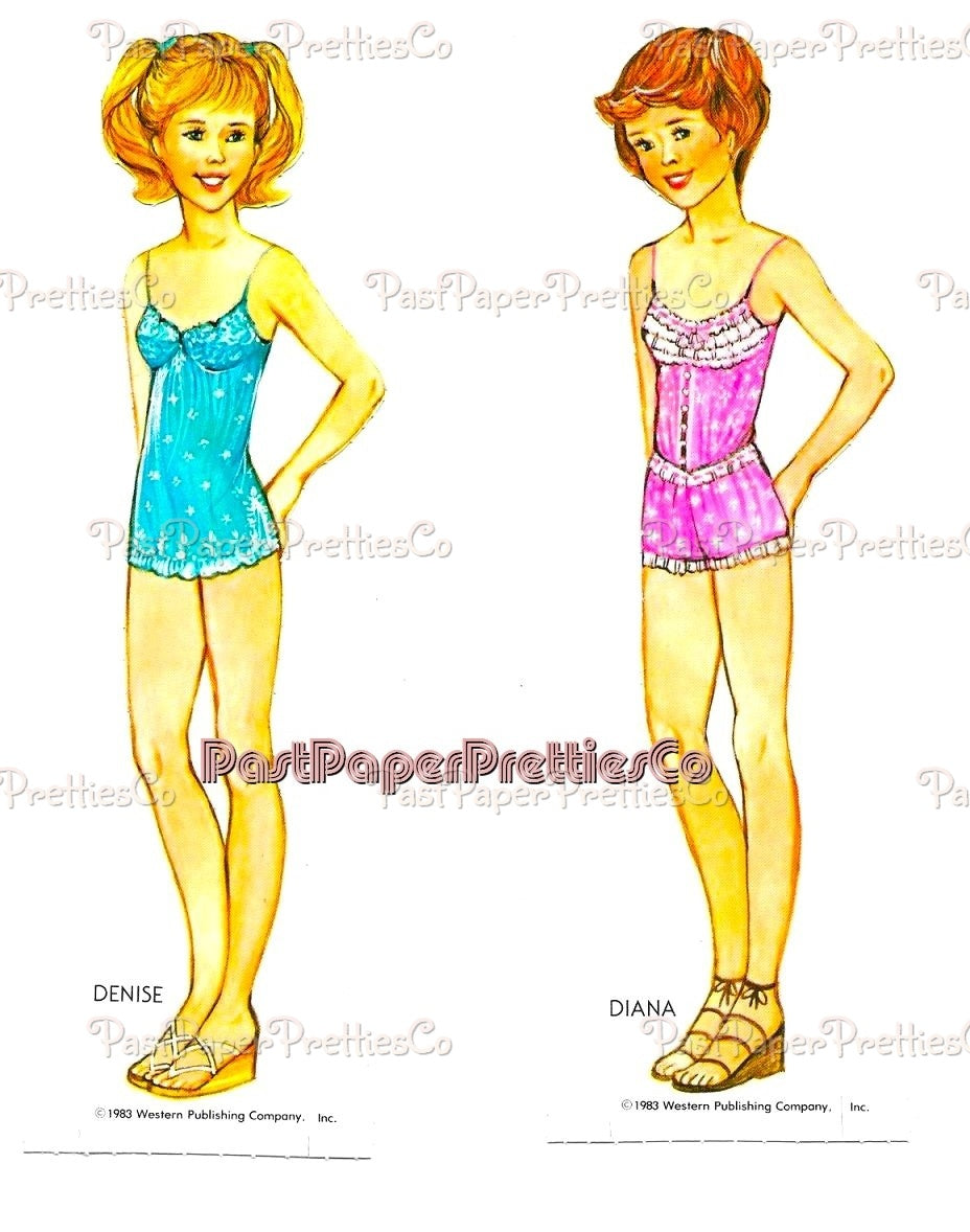 Vintage Paper Dolls Best Friends Playset 1983 Printable PDF Instant Digital Download Retro 80s Childhood BFF Clip Art
