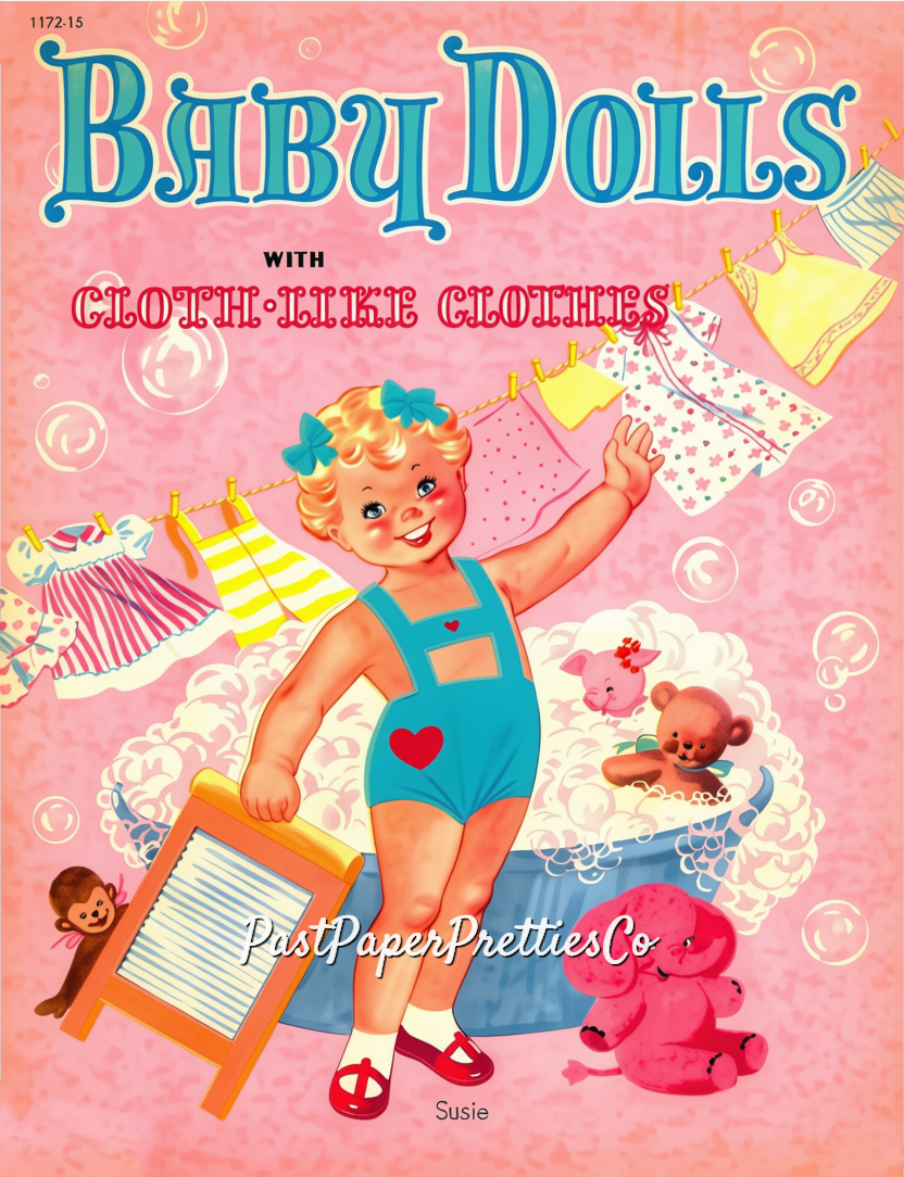 Vintage CUTE Baby Paper Dolls Dolls with Cloth-Like Clothes Printable PDF Instant Digital Download Sweet Kitsch MCM Babies Toddlers Clip Art