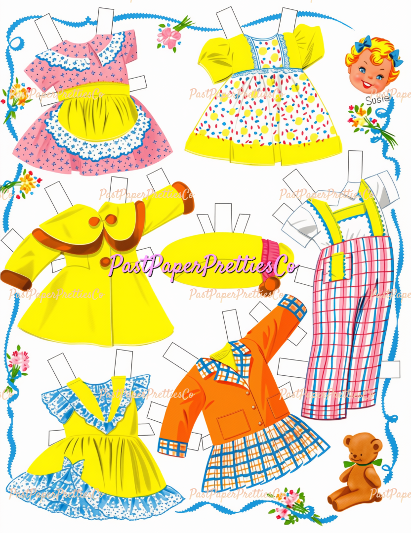 Vintage CUTE Baby Paper Dolls Dolls with Cloth-Like Clothes Printable PDF Instant Digital Download Sweet Kitsch MCM Babies Toddlers Clip Art