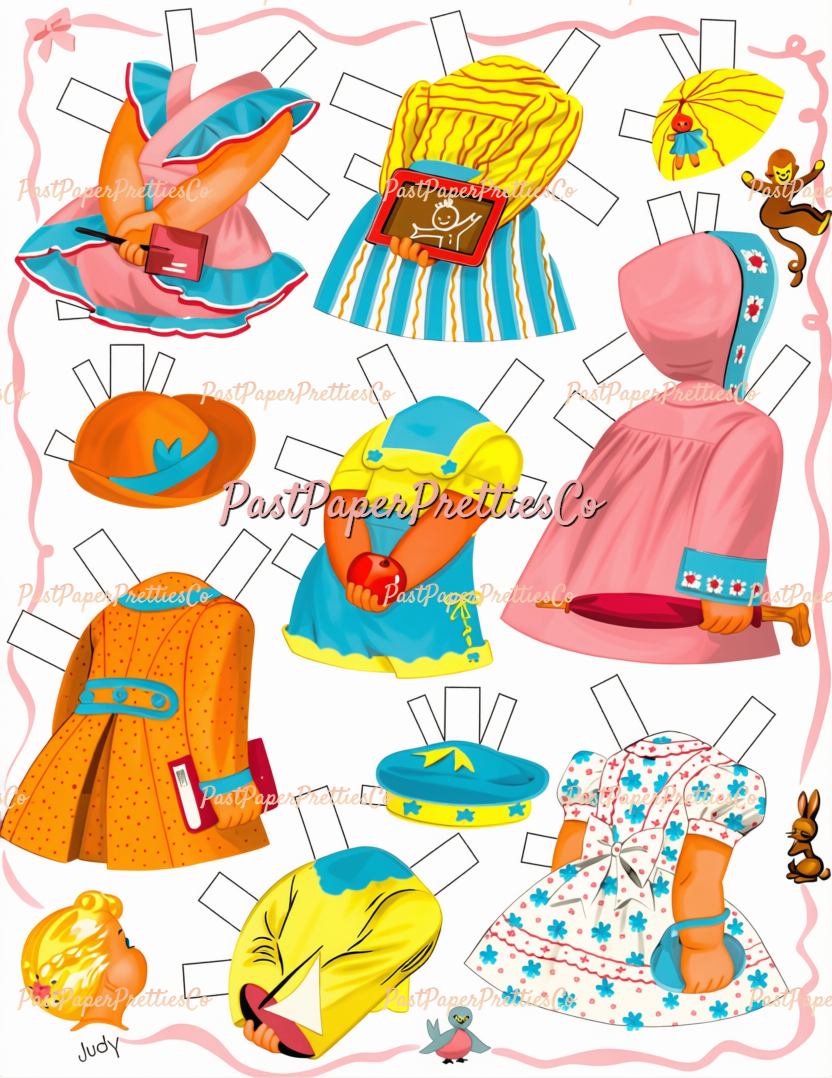 Vintage CUTE Baby Paper Dolls Dolls with Cloth-Like Clothes Printable PDF Instant Digital Download Sweet Kitsch MCM Babies Toddlers Clip Art