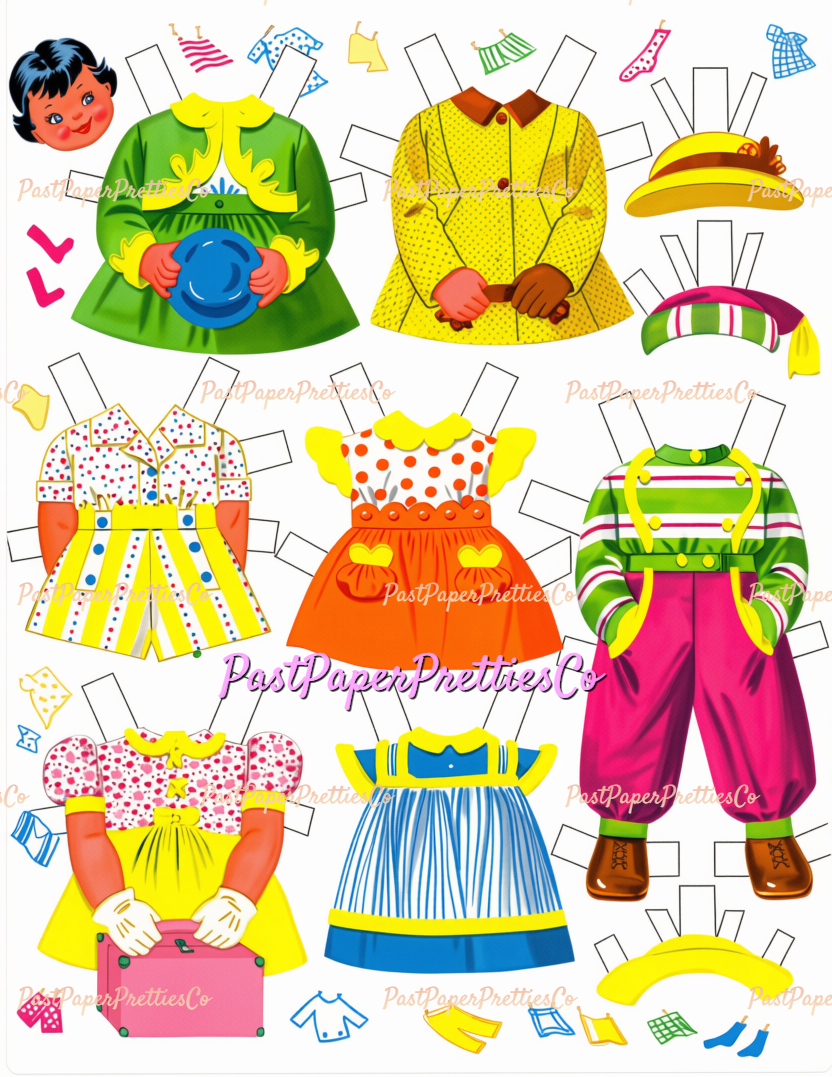 Vintage CUTE Baby Paper Dolls Dolls with Cloth-Like Clothes Printable PDF Instant Digital Download Sweet Kitsch MCM Babies Toddlers Clip Art