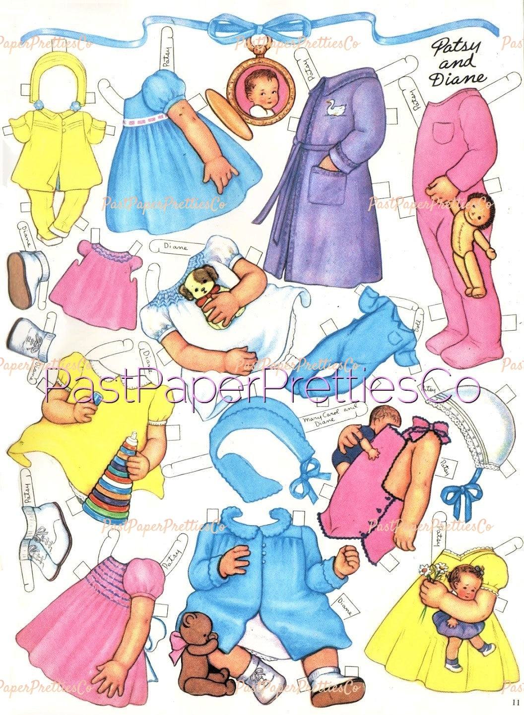 Vintage Paper Dolls Baby Shower 1942 Cute Adorable Babies Toddlers Printable PDF Instant Digital Download 8 Kitschy Baby Dolls Clip Art