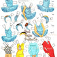 Vintage Paper Dolls Ballet Cut-Outs 1964 PDF Printable Instant Digital Download 5 Cute Kitsch Ballerina Dancer Girls Clip Art