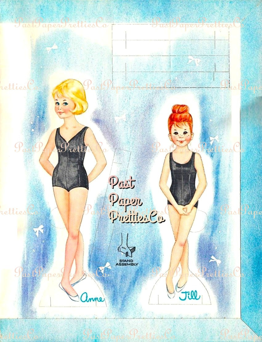 Vintage Paper Dolls Ballet Cut-Outs 1964 PDF Printable Instant Digital Download 5 Cute Kitsch Ballerina Dancer Girls Clip Art