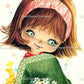 Vintage Printable Pretty Big Eyed Girls Retro Romantic 1970s Postcard Images PDF Instant Digital Download Cute Kitsch Kawaii Mod Girls