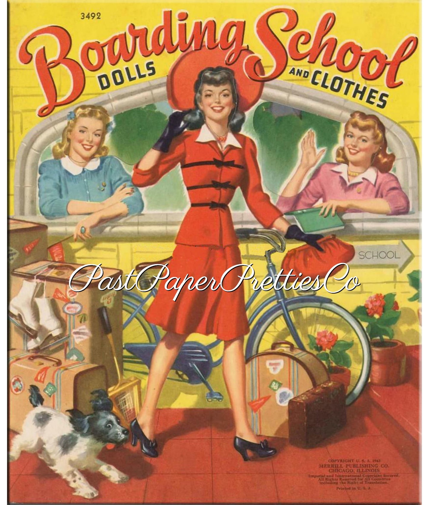 Vintage Paper Dolls Boarding School Dolls and Clothes c. 1942 Printable PDF Instant Digital Download 6 Pretty School Girl Friends Clip Art