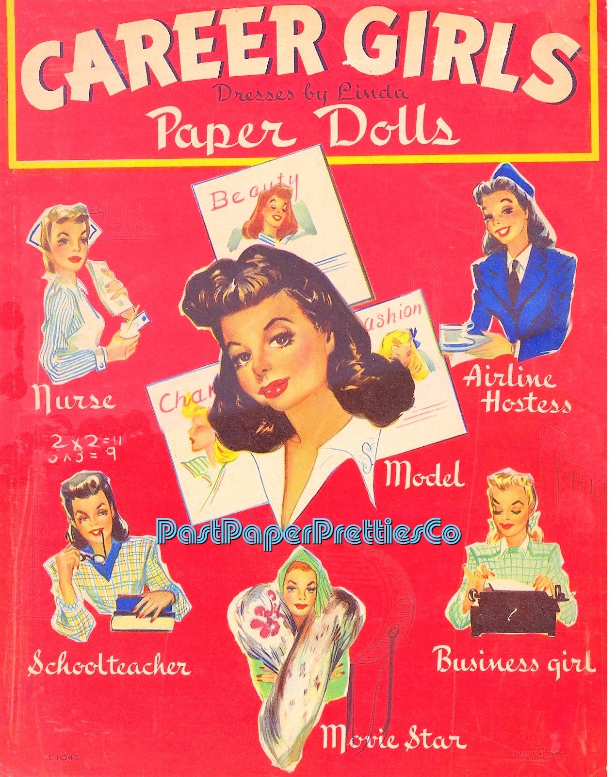 Vintage Paper Dolls Career Girls 1942 PDF Printable Instant Digital Download Pretty Glamour Career Gals Teacher Nurse Stewardess Clip Art