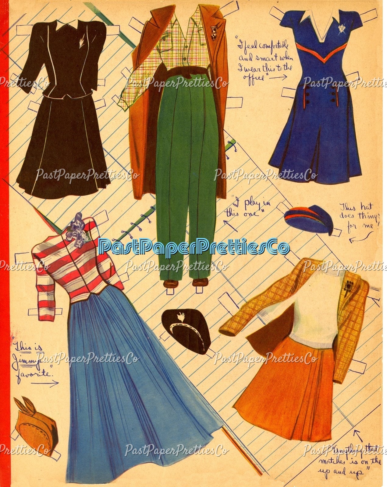 Vintage Paper Dolls Career Girls 1942 PDF Printable Instant Digital Download Pretty Glamour Career Gals Teacher Nurse Stewardess Clip Art