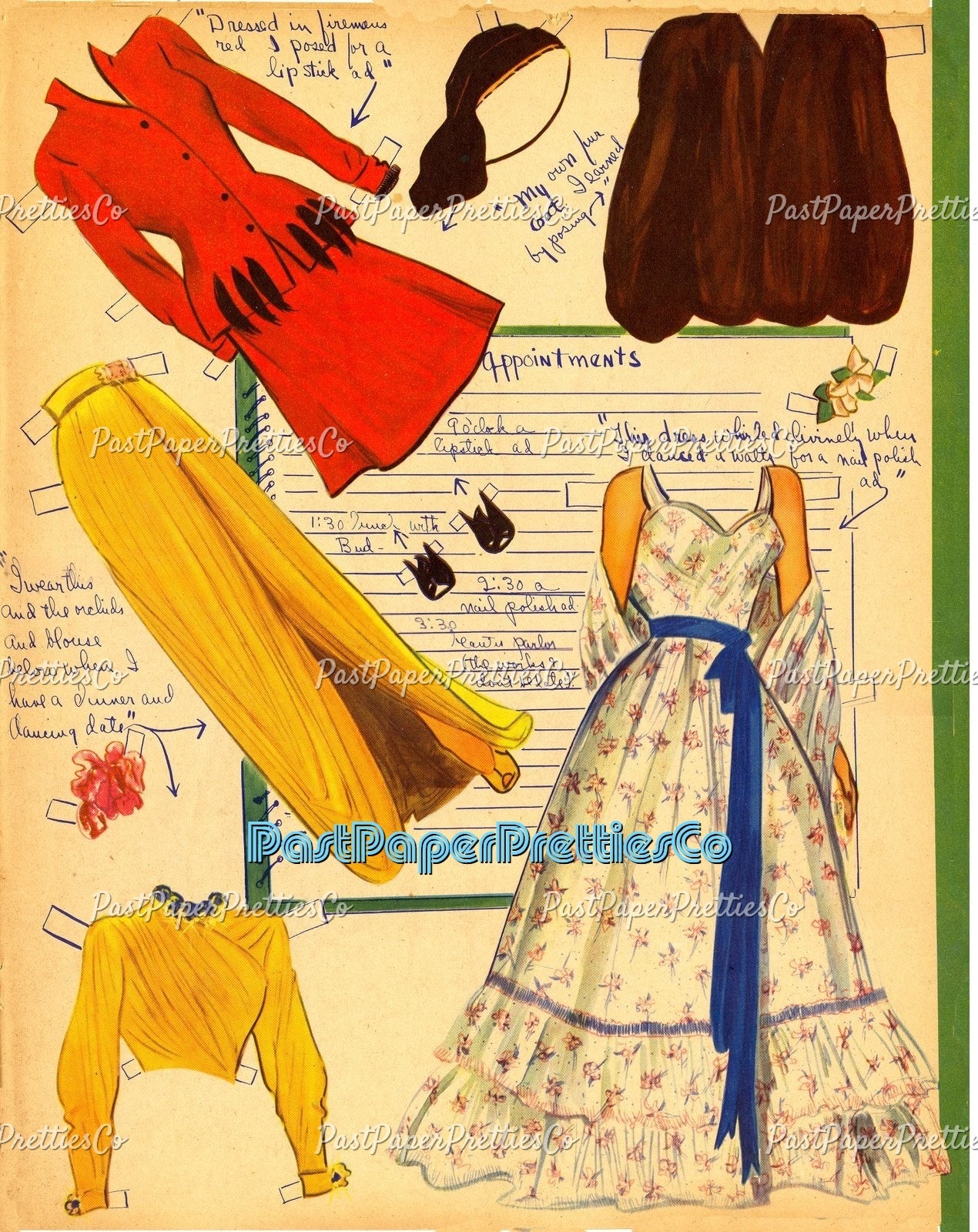 Vintage Paper Dolls Career Girls 1942 PDF Printable Instant Digital Download Pretty Glamour Career Gals Teacher Nurse Stewardess Clip Art