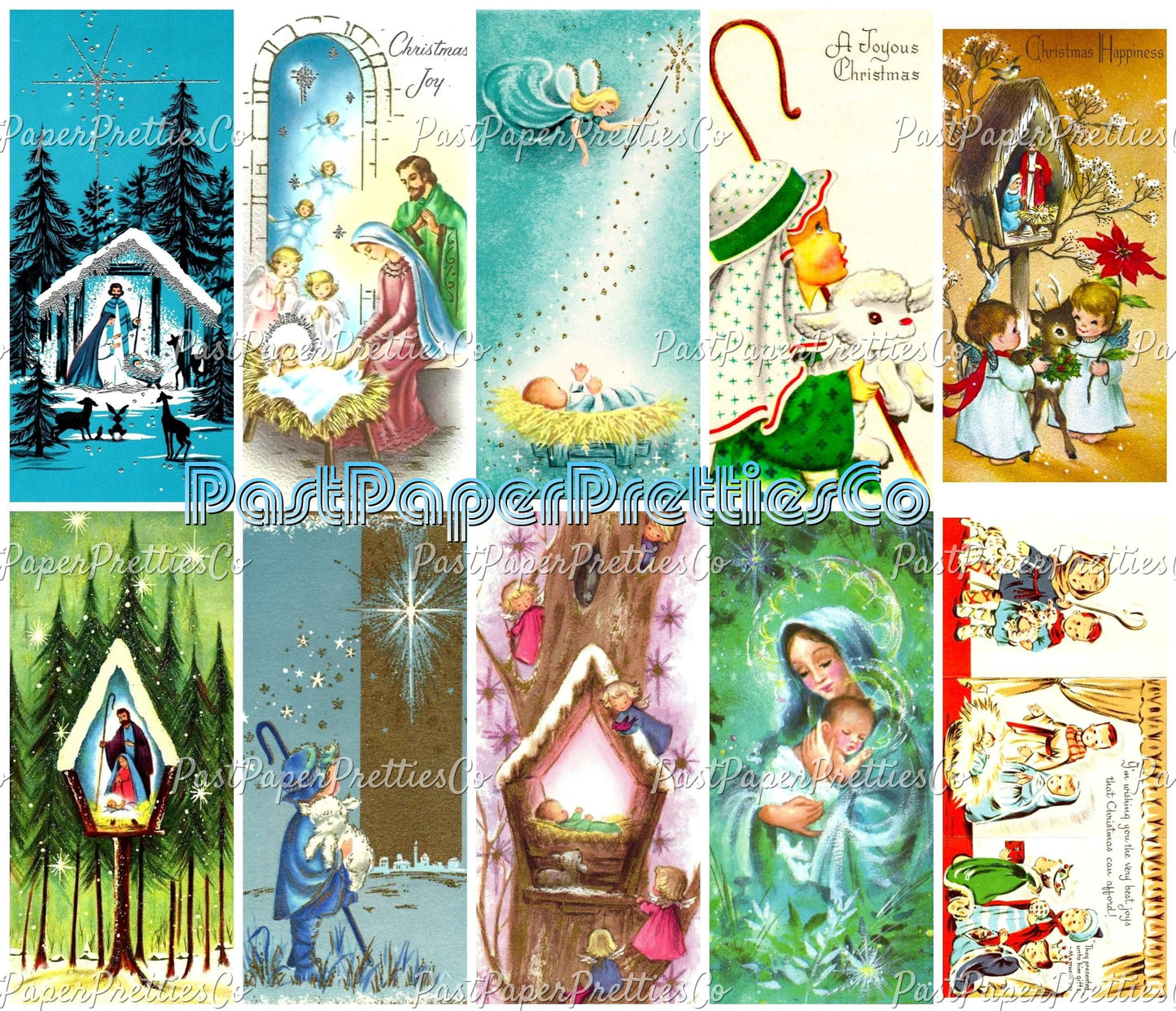 Vintage Printable Christmas Card Nativity Scene Images Collage Sheets PDF Instant Digital Download Cute Religious Gift Tags Cards