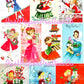 36 Vintage Printable Christmas Cuties Pretty Shoppers All Shopping Ladies & Girls Collage Sheets Card Images PDF Instant Digital Download