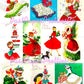 36 Vintage Printable Christmas Cuties Pretty Shoppers All Shopping Ladies & Girls Collage Sheets Card Images PDF Instant Digital Download