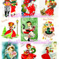 36 Vintage Printable Christmas Cuties Pretty Shoppers All Shopping Ladies & Girls Collage Sheets Card Images PDF Instant Digital Download