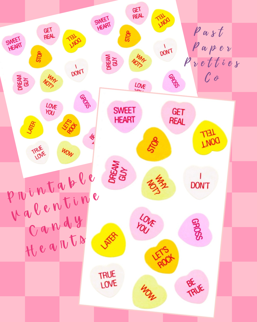 Vintage Printable Retro Valentines Sweetheart Candy Hearts Stickers Tags Collage PDF Instant Digital Download Yummy Candies Images Clipart