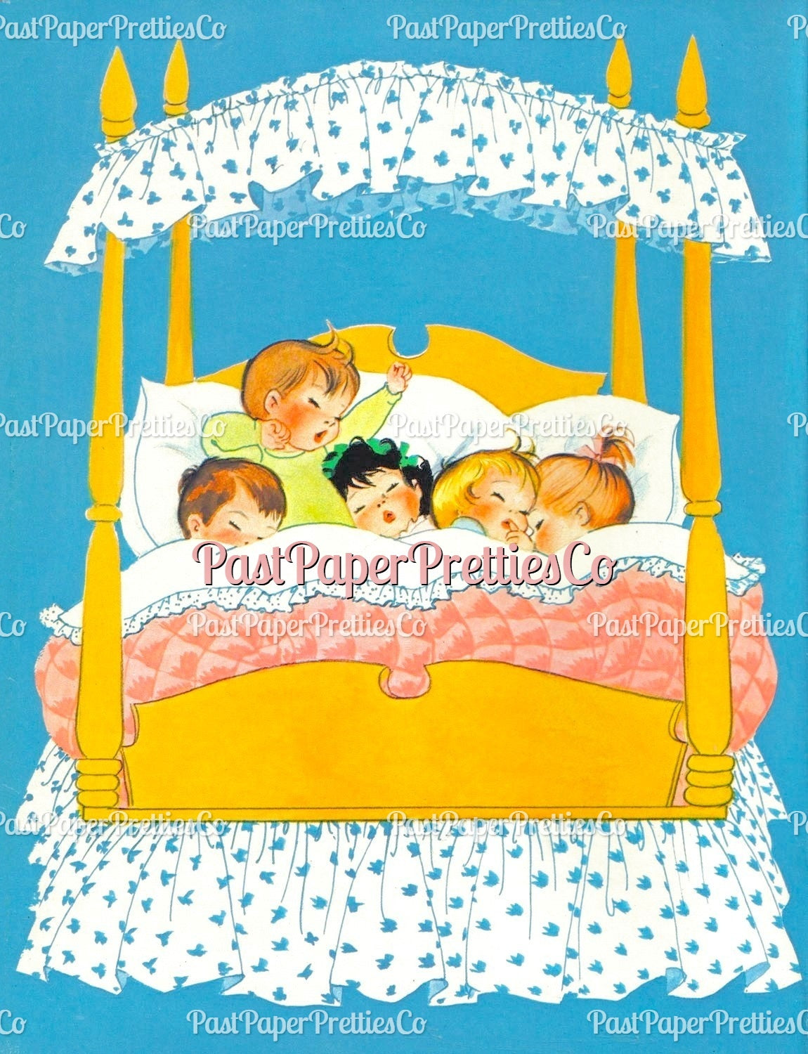 Vintage Paper Dolls Cute Quintuplets Cut-Outs 1964 PDF Printable Instant Digital Download Siblings Clipart