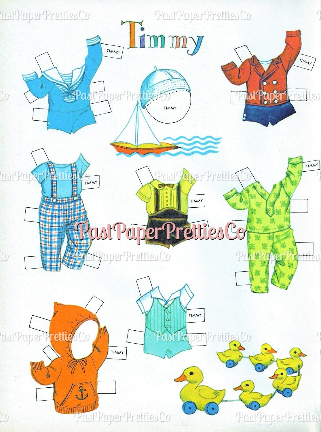 Vintage Paper Dolls Cute Quintuplets Cut-Outs 1964 PDF Printable Instant Digital Download Siblings Clipart