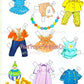 Vintage Paper Dolls Cute Quintuplets Cut-Outs 1964 PDF Printable Instant Digital Download Siblings Clipart