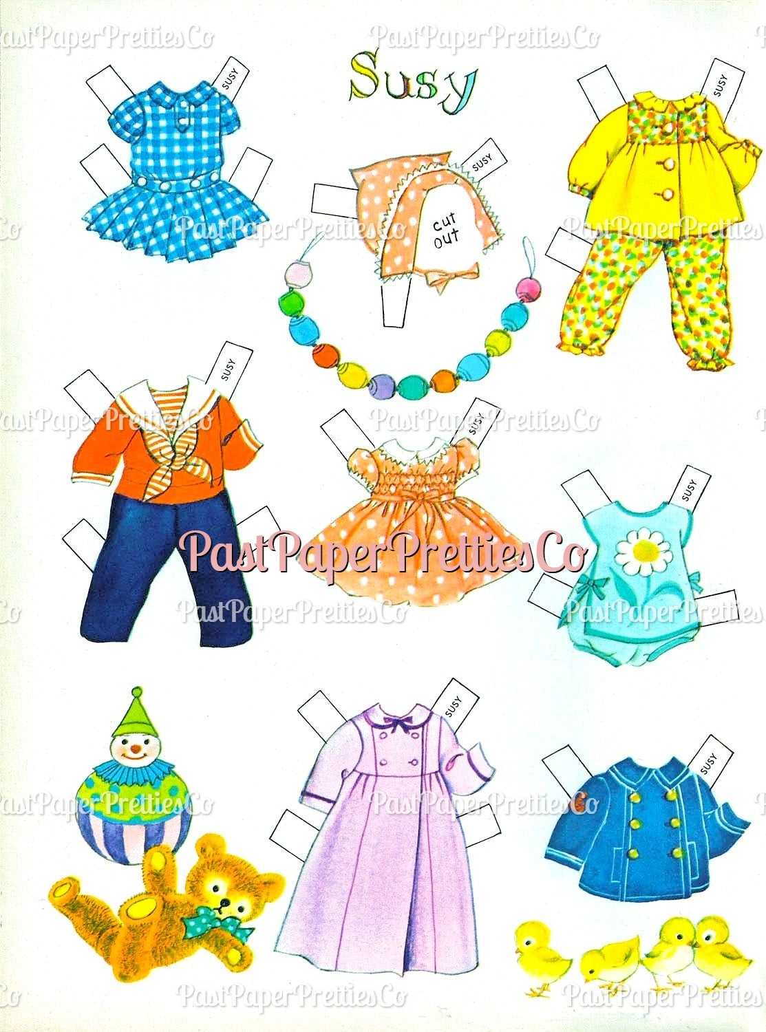 Vintage Paper Dolls Cute Quintuplets Cut-Outs 1964 PDF Printable Instant Digital Download Siblings Clipart