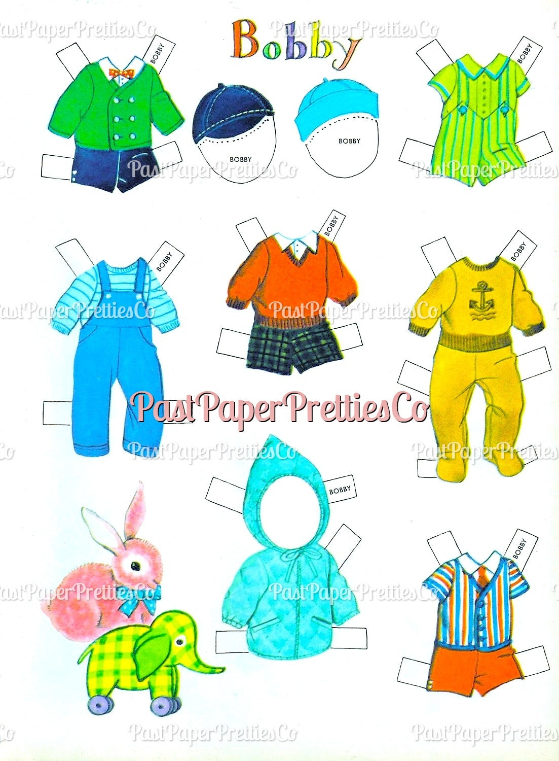 Vintage Paper Dolls Cute Quintuplets Cut-Outs 1964 PDF Printable Instant Digital Download Siblings Clipart