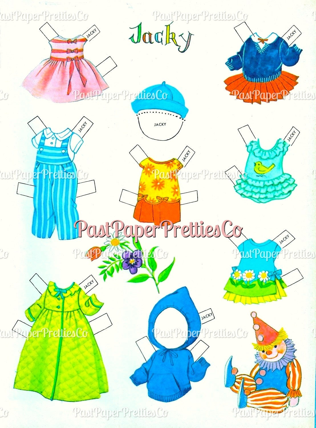 Vintage Paper Dolls Cute Quintuplets Cut-Outs 1964 PDF Printable Instant Digital Download Siblings Clipart