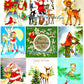 Vintage Printable Christmas Forest Friends Card 108 Images Collage Sheets Animal Santa Snowmen Kids Friendship PDF Instant Digital Download