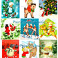 Vintage Printable Christmas Forest Friends Card 108 Images Collage Sheets Animal Santa Snowmen Kids Friendship PDF Instant Digital Download