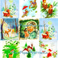 Vintage Printable Christmas Forest Friends Card 108 Images Collage Sheets Animal Santa Snowmen Kids Friendship PDF Instant Digital Download