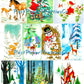 Vintage Printable Christmas Forest Friends Card 108 Images Collage Sheets Animal Santa Snowmen Kids Friendship PDF Instant Digital Download