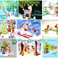 Vintage Printable Christmas Forest Friends Card 108 Images Collage Sheets Animal Santa Snowmen Kids Friendship PDF Instant Digital Download