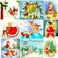 Vintage Printable Christmas Forest Friends Card 108 Images Collage Sheets Animal Santa Snowmen Kids Friendship PDF Instant Digital Download