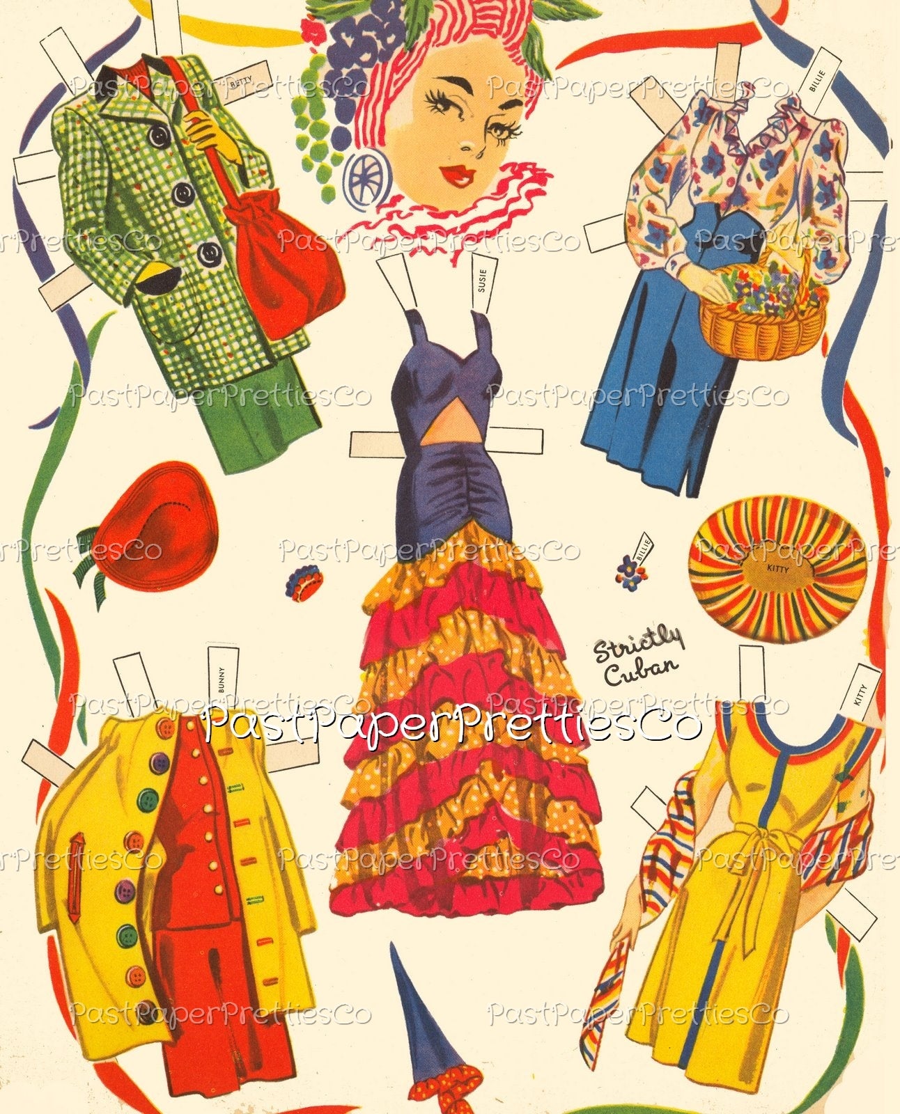 Vintage Paper Dolls Girlfriends 1944 Printable PDF Instant Digital Download 5 Pretty Girl Friends Forties Dolls Clip Art
