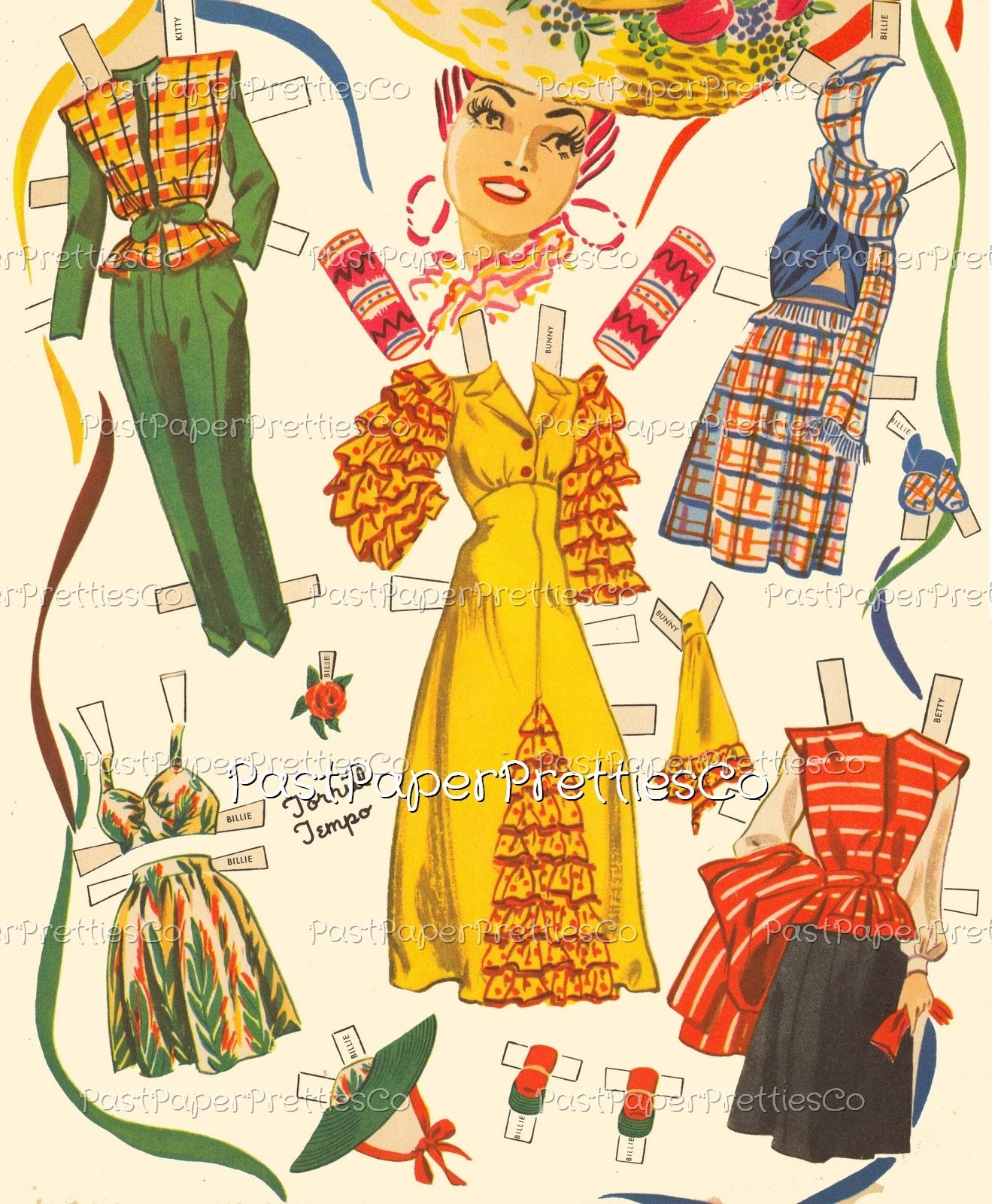 Vintage Paper Dolls Girlfriends 1944 Printable PDF Instant Digital Download 5 Pretty Girl Friends Forties Dolls Clip Art