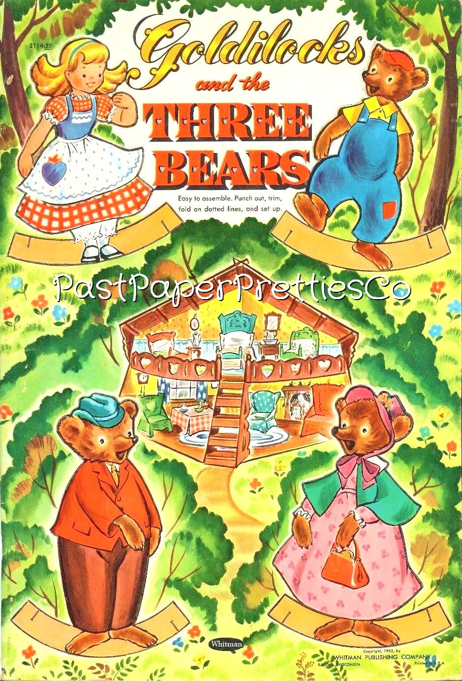 Vintage Paper Dolls Goldilocks and the Three Bears 1953 Paper Dolls Playset PDF Printable Instant Digital Download Storybook Diorama