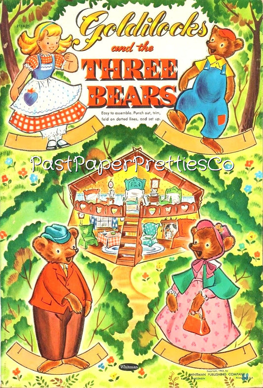 Vintage Paper Dolls Goldilocks and the Three Bears 1953 Paper Dolls Playset PDF Printable Instant Digital Download Storybook Diorama