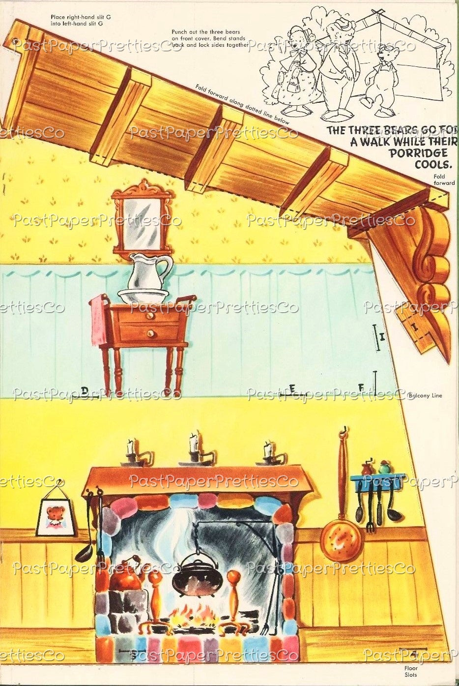 Vintage Paper Dolls Goldilocks and the Three Bears 1953 Paper Dolls Playset PDF Printable Instant Digital Download Storybook Diorama