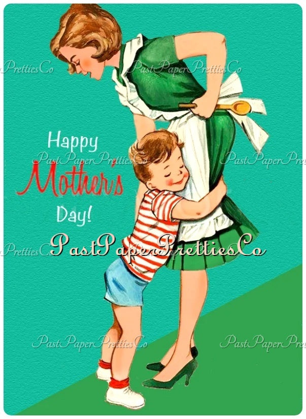 Vintage Printable Happy Mothers Day Greeting Card Images Collage Sheets PDF Instant Digital Download Cute MCM Mom Appreciation Clipart #2