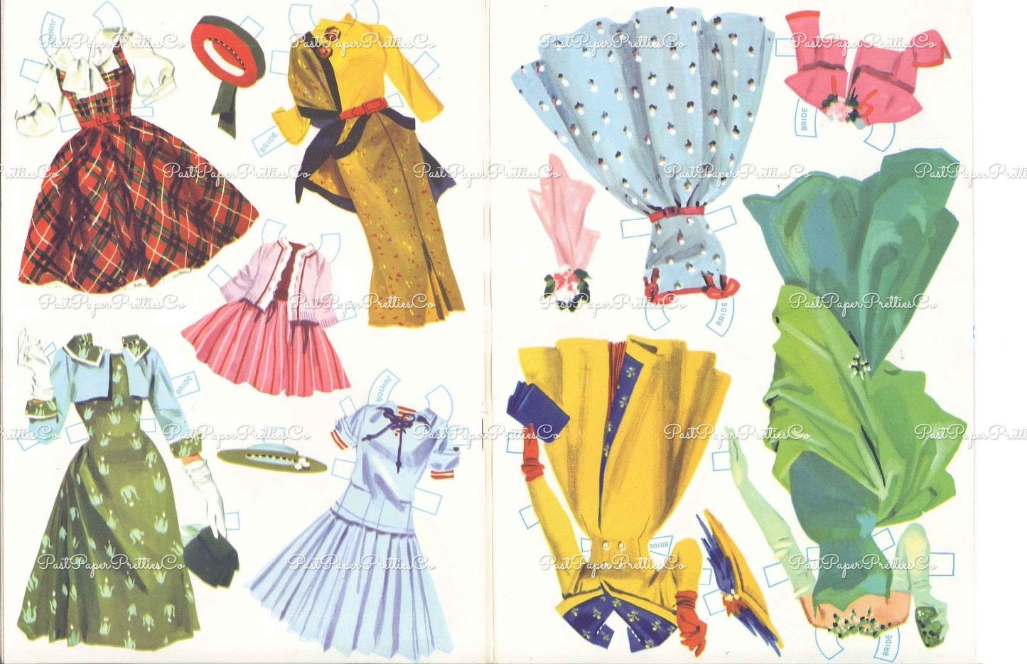 Vintage Paper Dolls The Heavenly Blue Wedding c. 1955 Printable PDF Instant Digital Download Wedding 6 Bridal Party Dolls & Clothes Clip Art