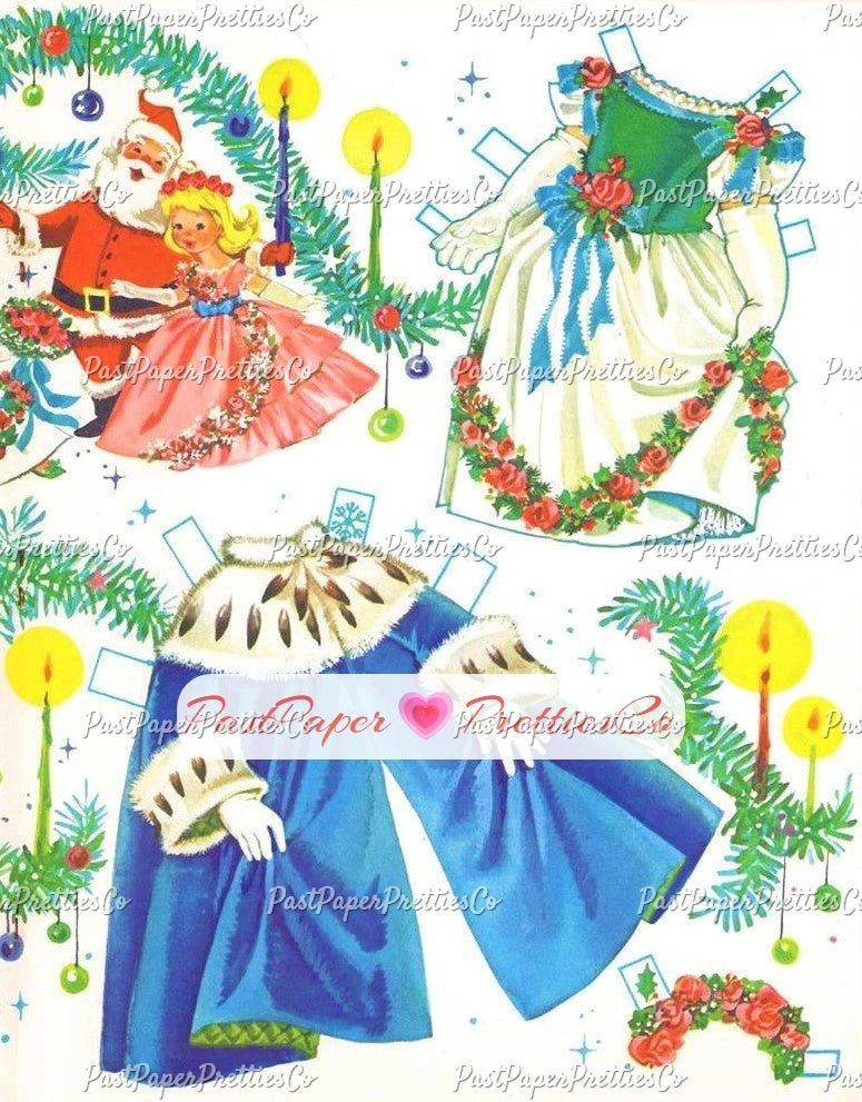 Vintage Paper Dolls Little Miss Christmas and Holly-Belle 1965 Printable PDF Instant Digital Download Kawaii Kitschy Cute Girls Clip Art
