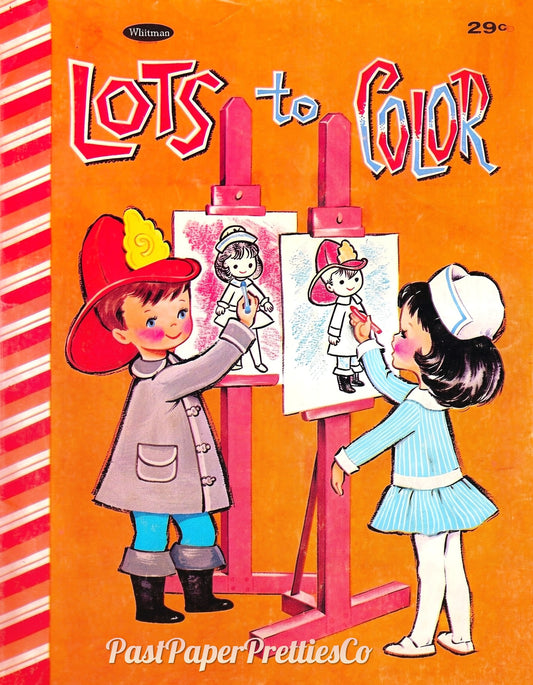 Vintage Coloring Pages Lots To Color Coloring Book c. 1963 Printable PDF Instant Digital Download 90 Pgs Cute Kitsch Girls Boys Animals