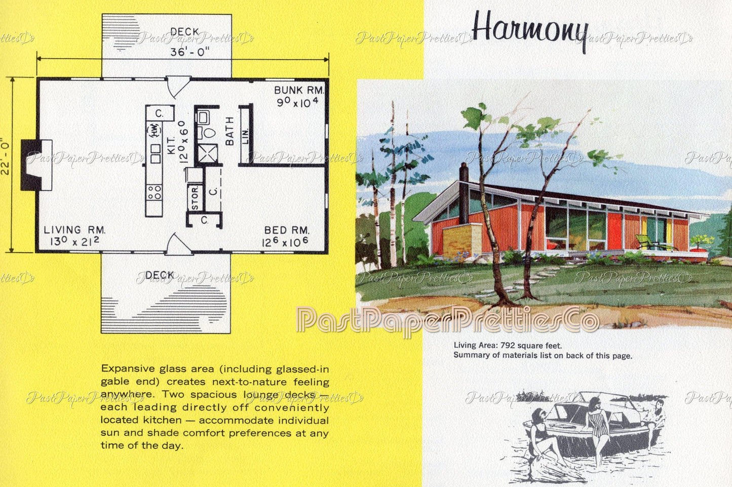 Vintage MCM Vacation House Plans Retro Mid Century Mod Leisure Homes 1960s Printable Book PDF Instant Digital Download Suburbia Clipart