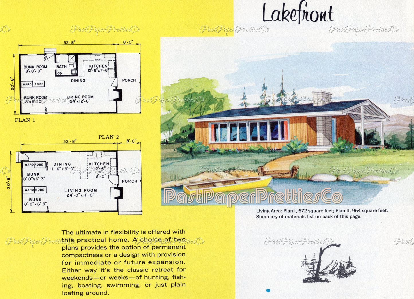 Vintage MCM Vacation House Plans Retro Mid Century Mod Leisure Homes 1960s Printable Book PDF Instant Digital Download Suburbia Clipart