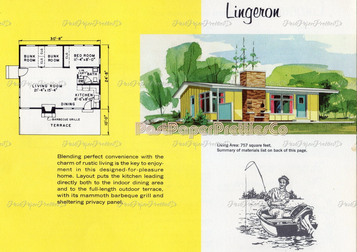 Vintage MCM Vacation House Plans Retro Mid Century Mod Leisure Homes 1960s Printable Book PDF Instant Digital Download Suburbia Clipart