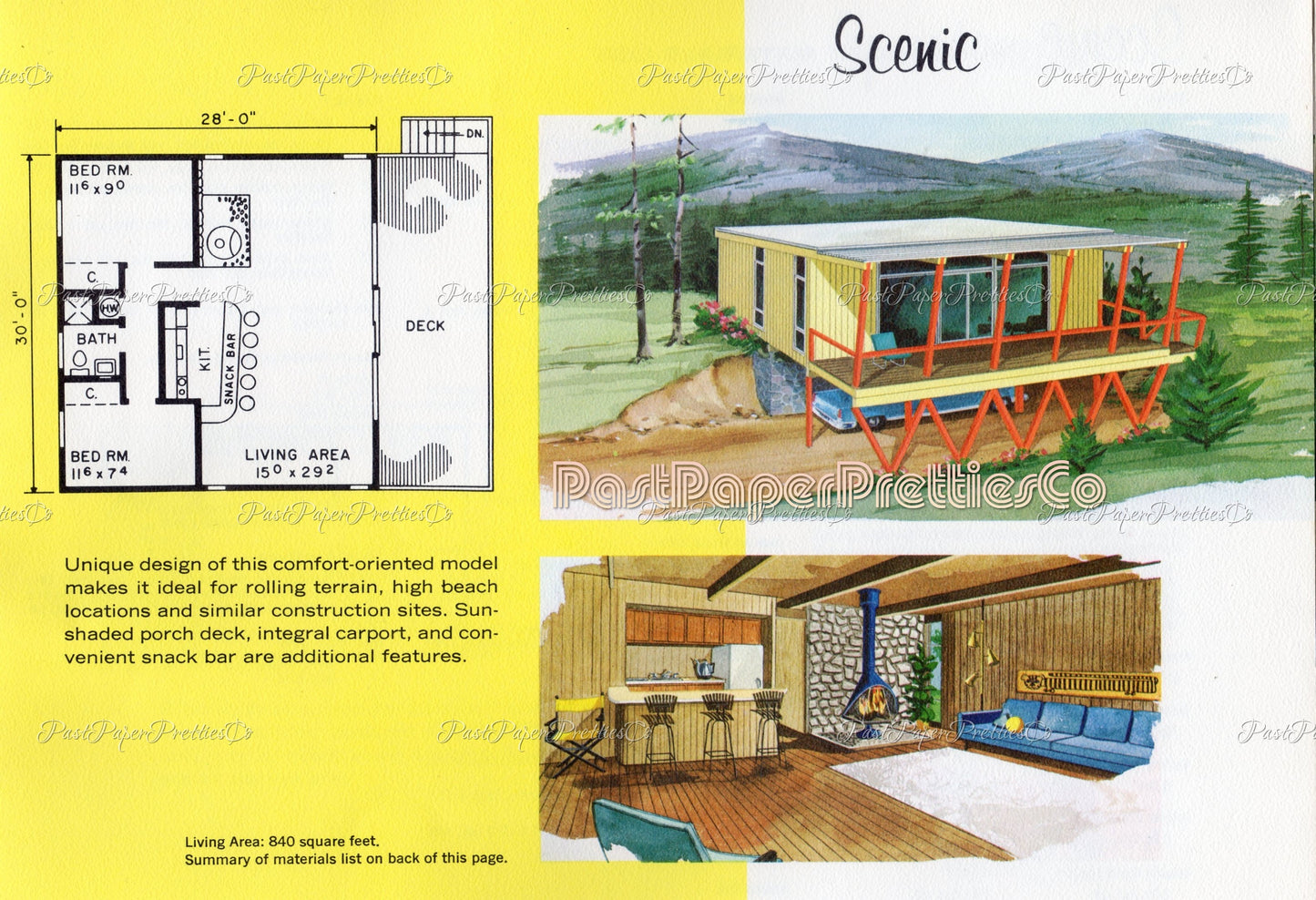 Vintage MCM Vacation House Plans Retro Mid Century Mod Leisure Homes 1960s Printable Book PDF Instant Digital Download Suburbia Clipart