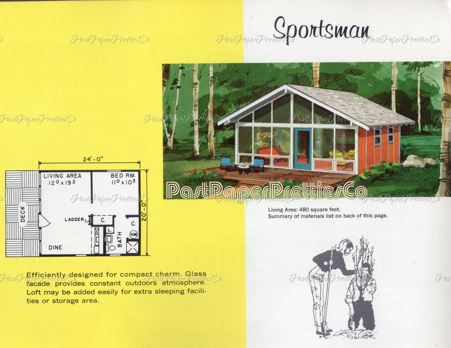 Vintage MCM Vacation House Plans Retro Mid Century Mod Leisure Homes 1960s Printable Book PDF Instant Digital Download Suburbia Clipart
