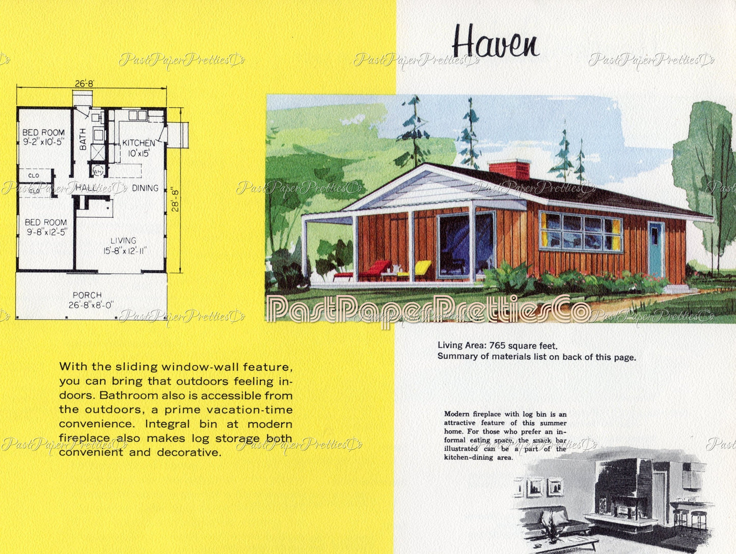 Vintage MCM Vacation House Plans Retro Mid Century Mod Leisure Homes 1960s Printable Book PDF Instant Digital Download Suburbia Clipart