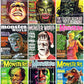Vintage Retro Movie Monster Magazine Covers Collage Images Halloween PDF Instant Digital Download 24x9 Printable Sheets Spooky MCM Creatures