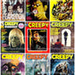 Vintage Retro Movie Monster Magazine Covers Collage Images Halloween PDF Instant Digital Download 24x9 Printable Sheets Spooky MCM Creatures